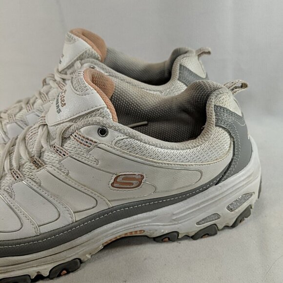 Skechers D'Lites 11 US Women Leather Sneakers Shoes White Pink Silver 11587 WGOR - Picture 2 of 15